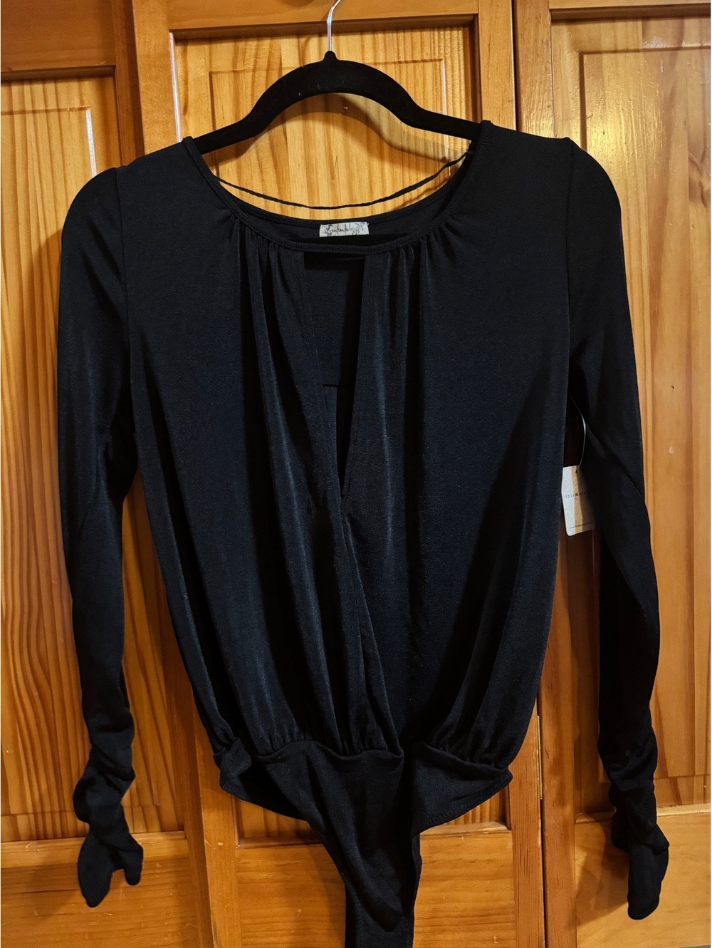Free People Black long sleeve bodysuit
